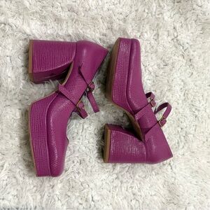 Women's Charlotte Stone Purple Mary Jane Platform Shoes